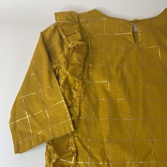 Girls Tea Collection Gold Ruffled Holiday Dress 01BL28-249 3/4 Sleeved Size 10 - Picture 6 of 10